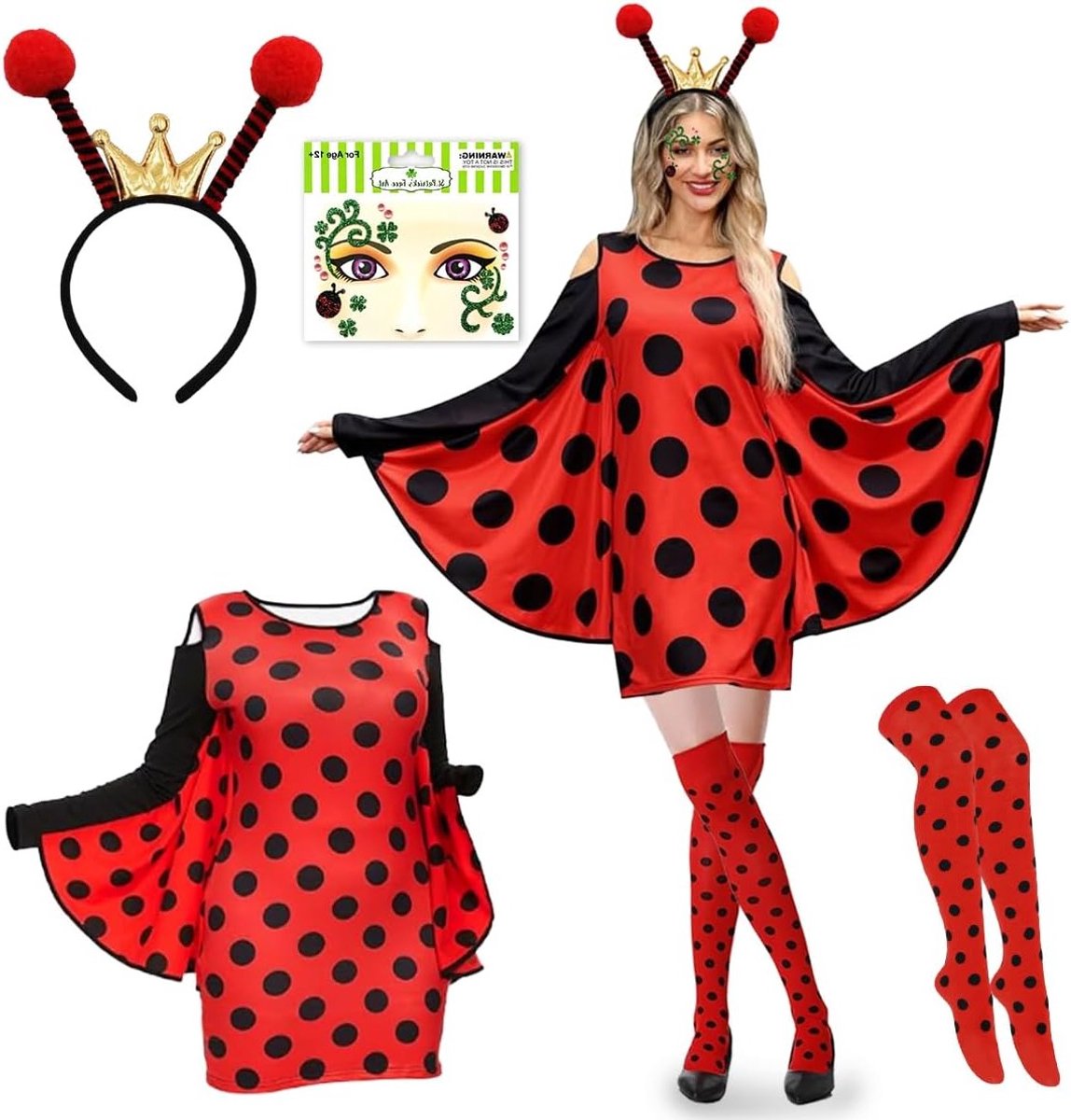 Vrouwelijk Lieveheersbeestje Kostuum voor Volwassenen - Perfect voor Carnaval en Feestjes (XL)