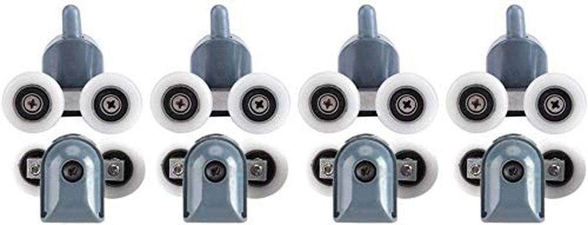 Dailygoody - Douchedeur Rollers - Vervangingsset - 8 Stuks - Chroom - Schuifwielen - Geschikt voor Douchecabines - Hoogwaardige Kwaliteit