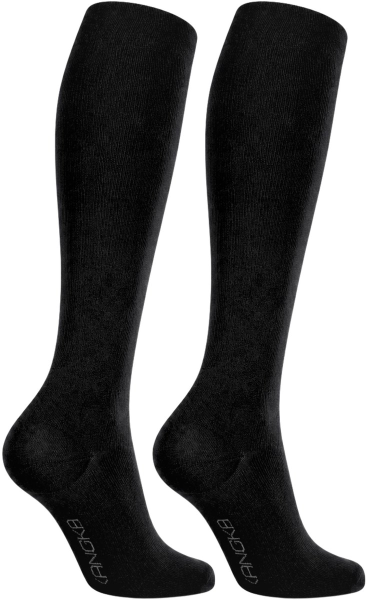 KANGKA Compressiekousen 20-30 mmHg maat 44-47 (XL) - Steunkousen Vliegtuig - Compressie sokken voor Hardlopen Wandelen Reizen - Unisex Zwart
