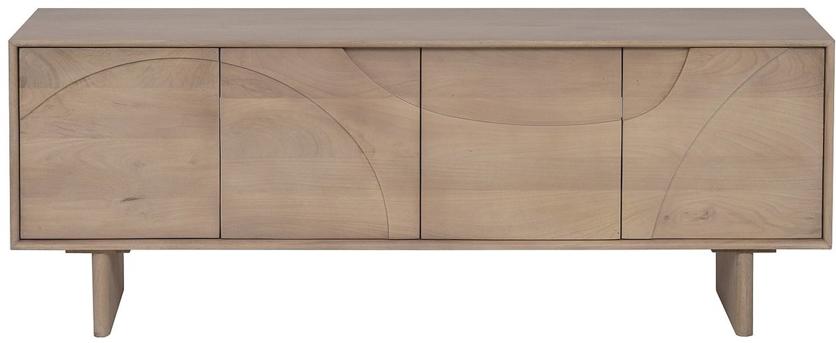 Vente-unique Tv-meubel met 4 deuren van mangohout - Licht naturel - BERLAMA van Maison Céphy Natuurlijk licht