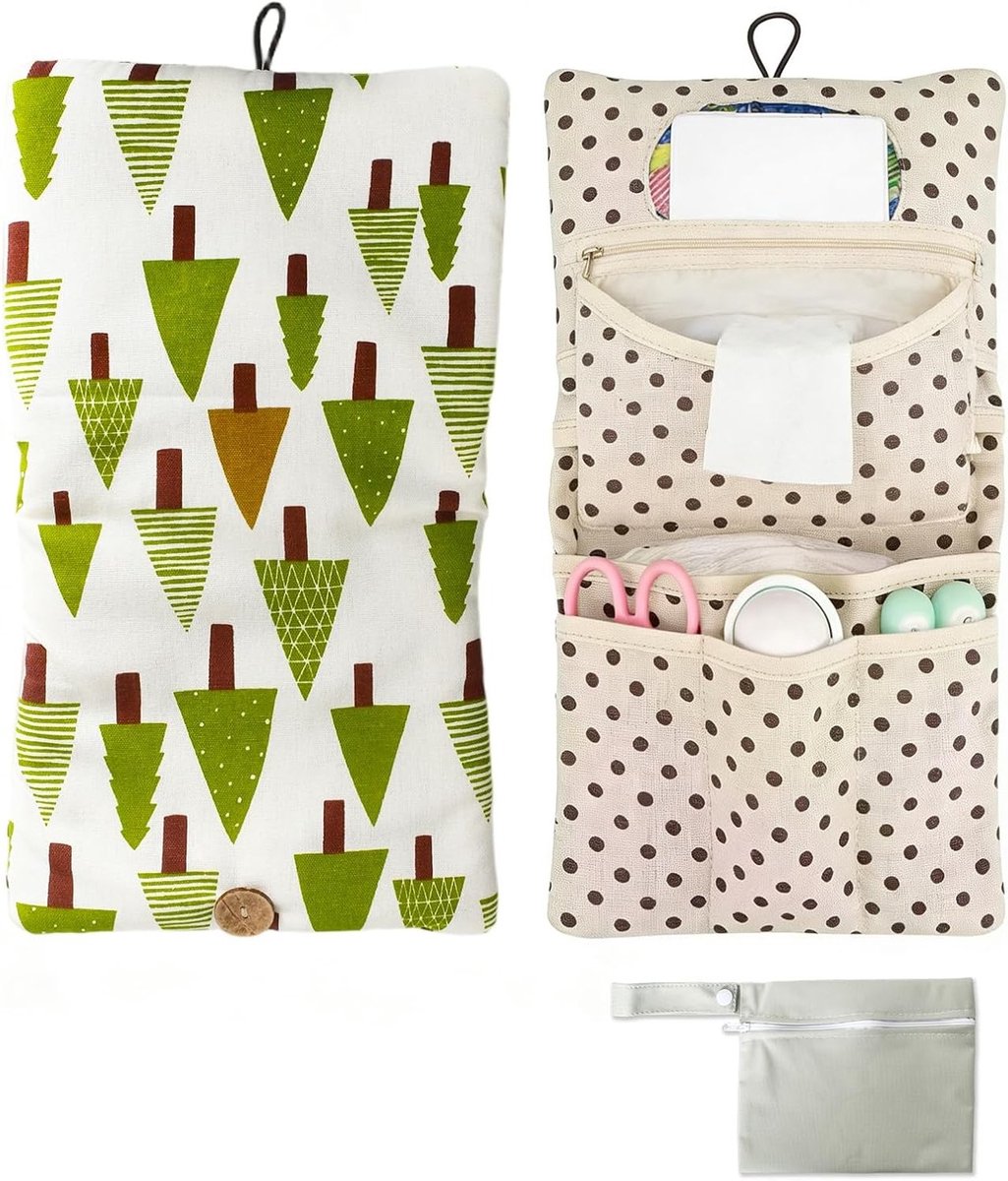 2-in-1 Draagbare Luiertas Organiser voor Reizen met Waterdichte Toilettas voor Baby's, Herbruikbaar en Met Rits, Ideaal voor Ouders