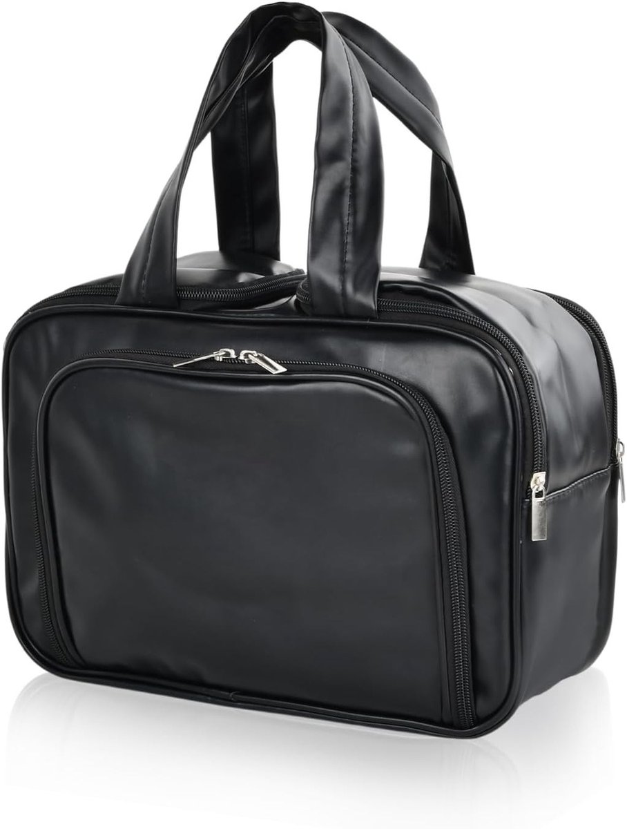 Grote 5-in-1 Reistassen voor Make-up, Cosmetica Organizer met 2 Compartimenten, Waterdichte Toilettas voor Dames en Heren, Ideaal voor Reizen en Thuisgebruik, Zwart en Tijdloos Design