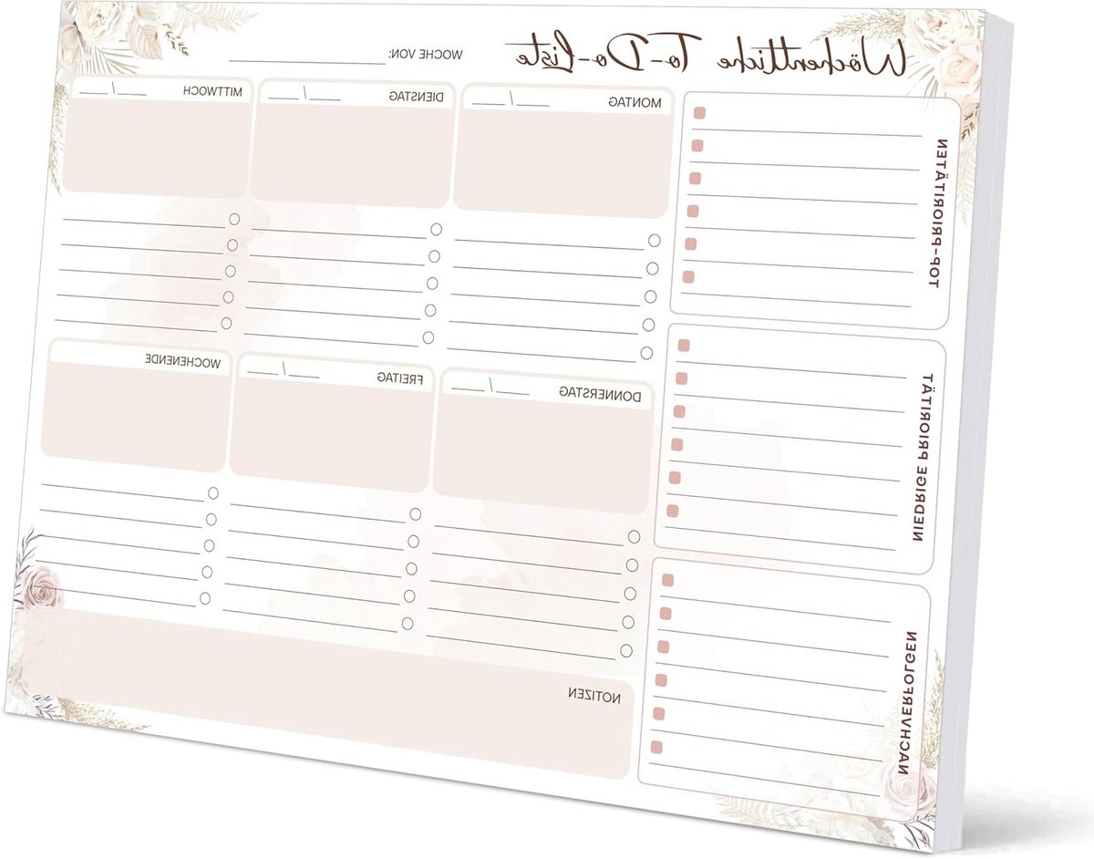 Wekelijkse planner in roze kleur voor effectieve planning en organisatie van je taken