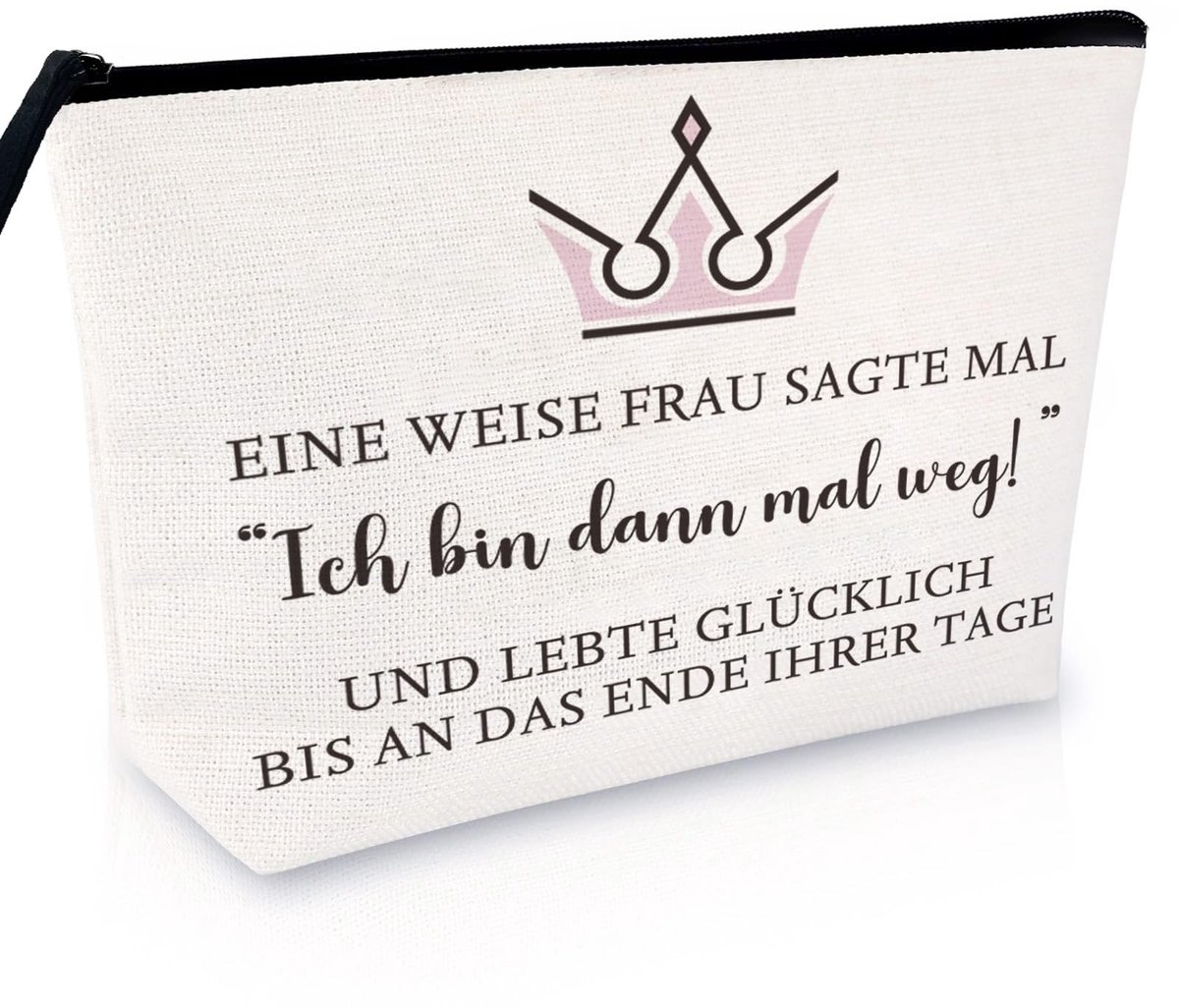 Dailygoods - Dailygoody - Cosmetische tas - Afscheidscadeau - Canvas tas met tekst - Wit - Make-uptas - Origineel afscheidscadeau voor collega's - 23,5 x 5 x 17,5