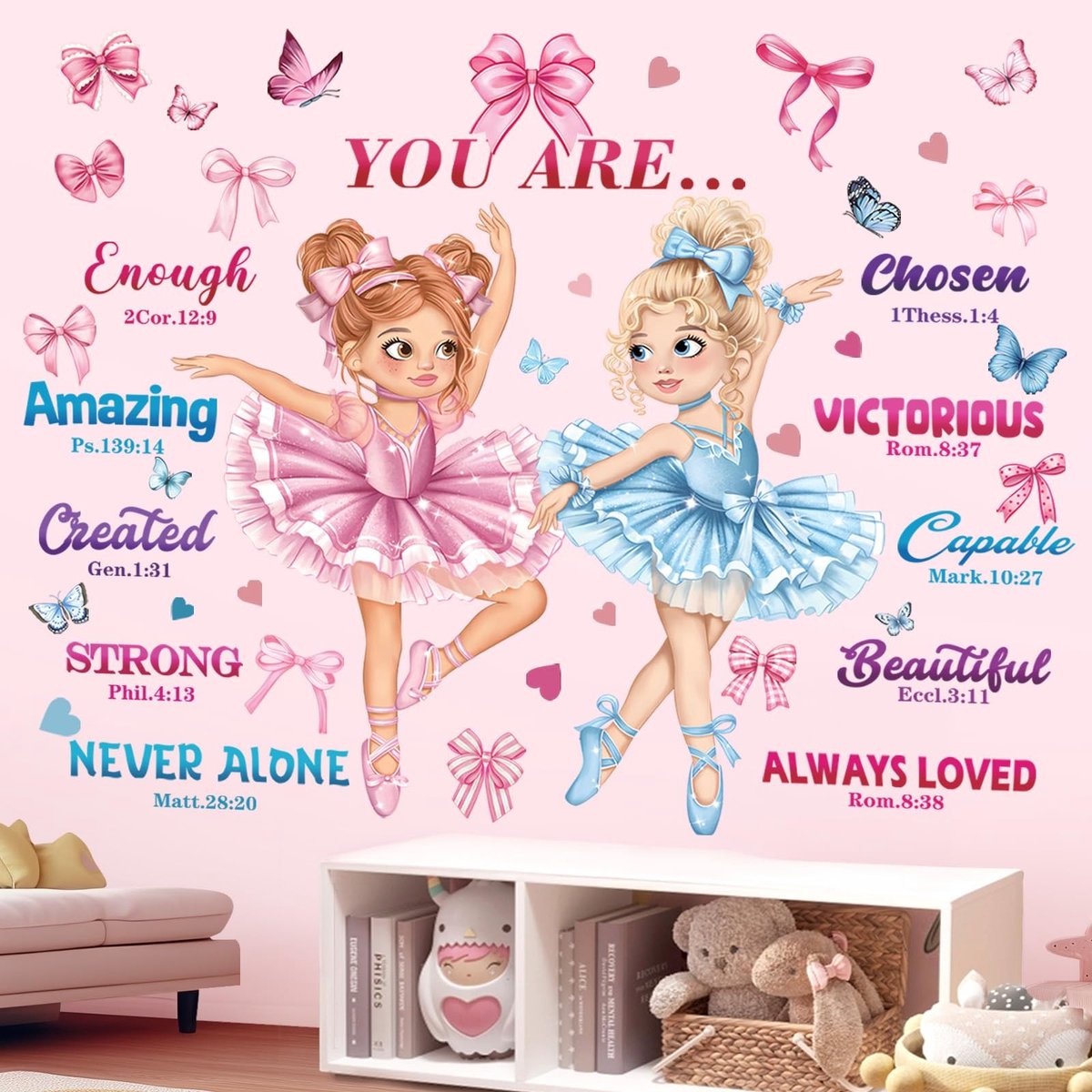 Dailygoods - Dailygoody - Ballerina Wandstickers - Inspirerende Wanddecoratie - Multicolor - Kinderen - Babykamer Decoratie - Mooi en Speels