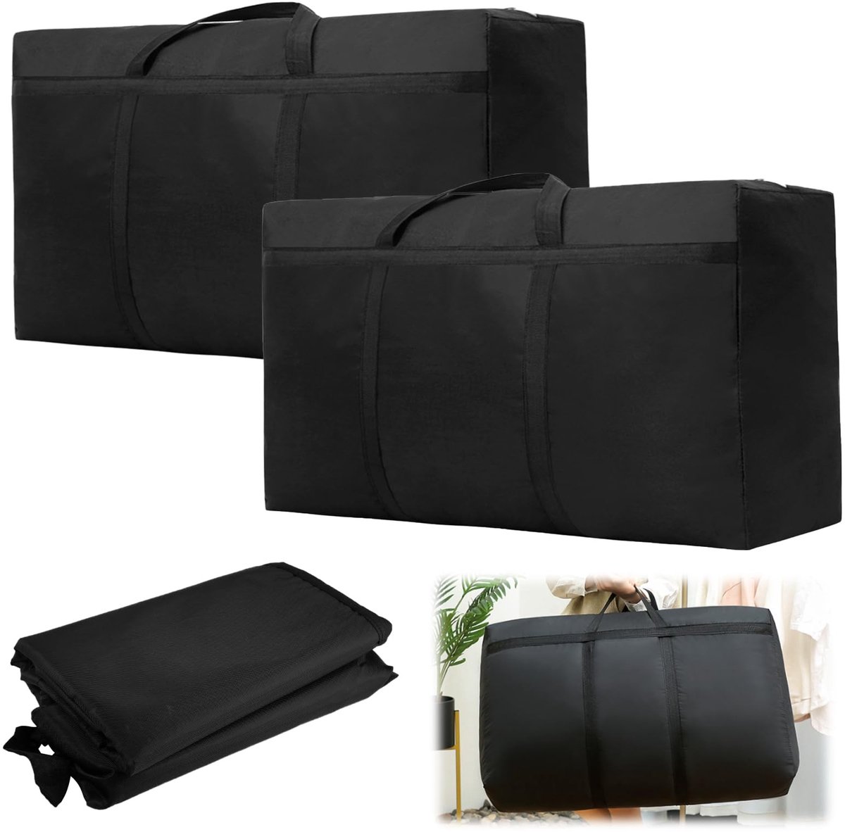 Dailygoods - Set van 2 Grote Opbergtassen voor Beddengoed, 160 liter