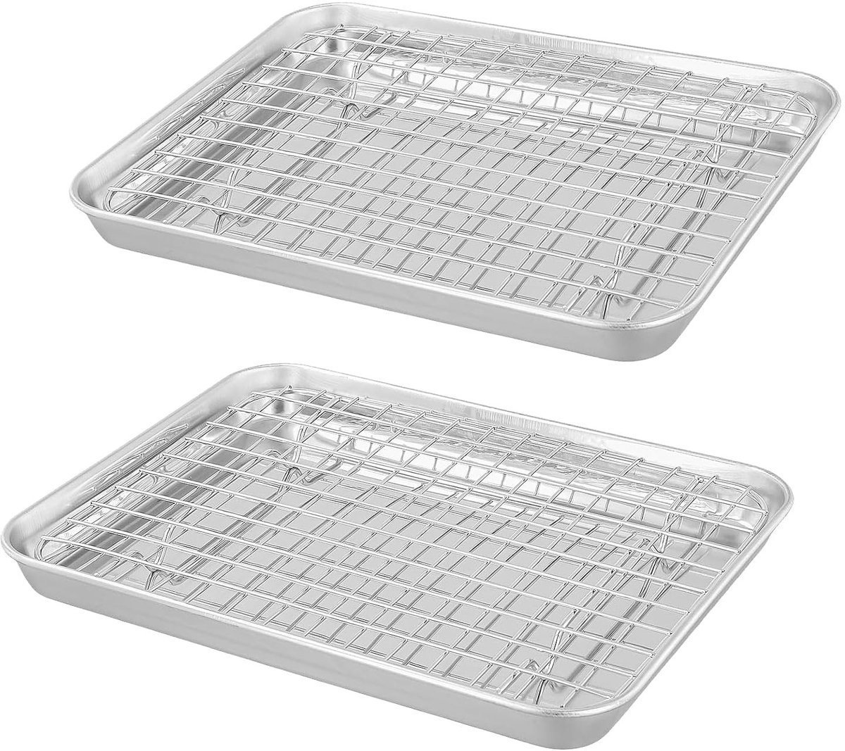 Dailygoods - Dailygoody - Bakplaat - Roestvrij staal - Met grillrek - 25x20 cm - Voor oven koken serveren roosteren - Ideaal voor elke keuken