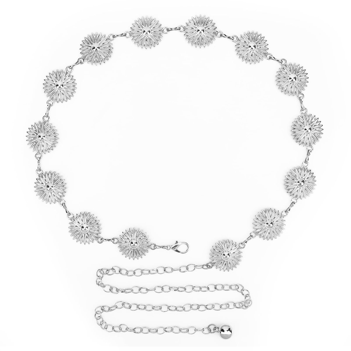 Dailygoods - Dailygoody - Plus Size Kettingriem - Verstelbare Tailleketting - Extra Lange Lichaamsketting - Zilver - Dames Riem - Metalen Kettingriem - 120 cm