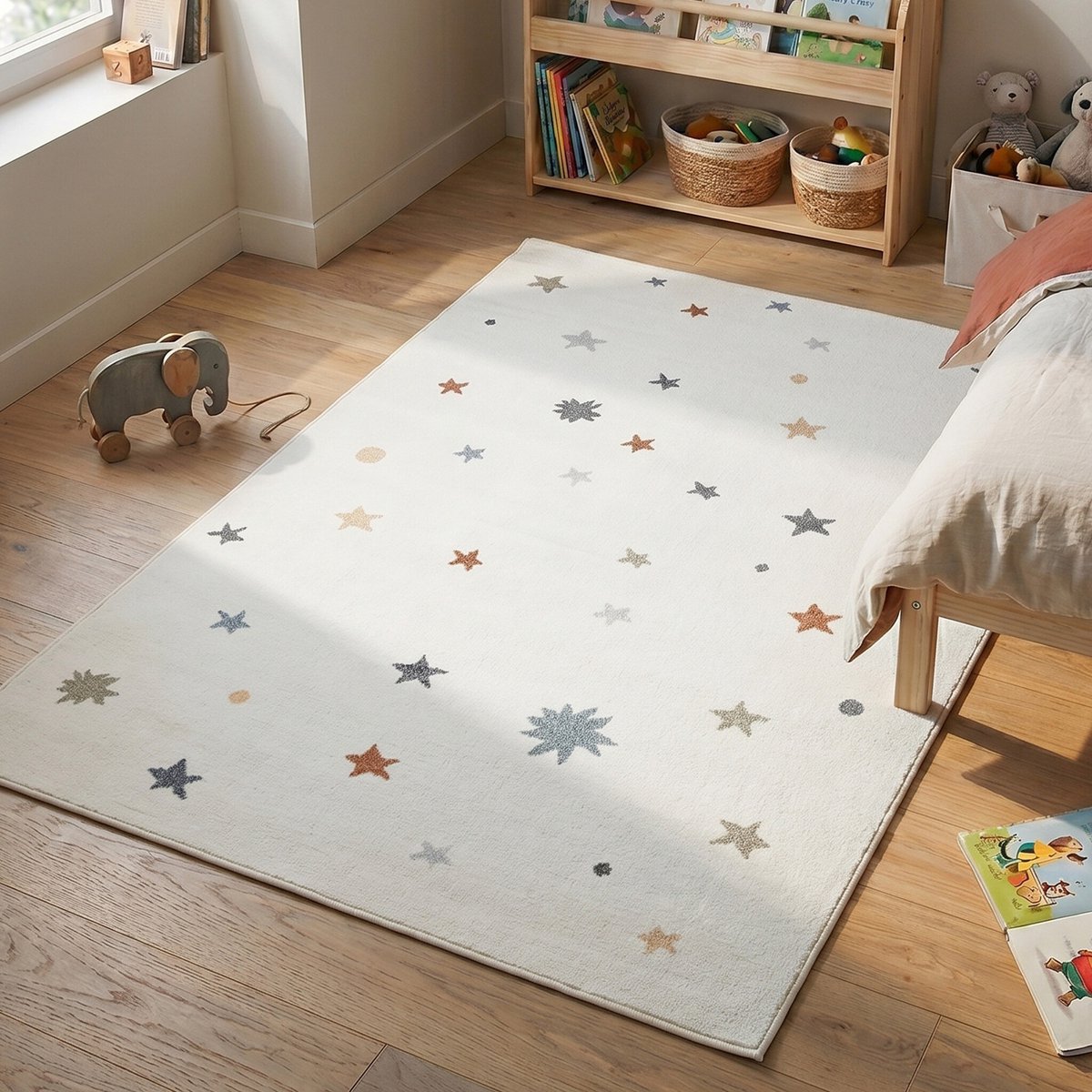Little Olly Wasbaar kindervloerkleed - Ravi Stars Multicolor - 80x150cm