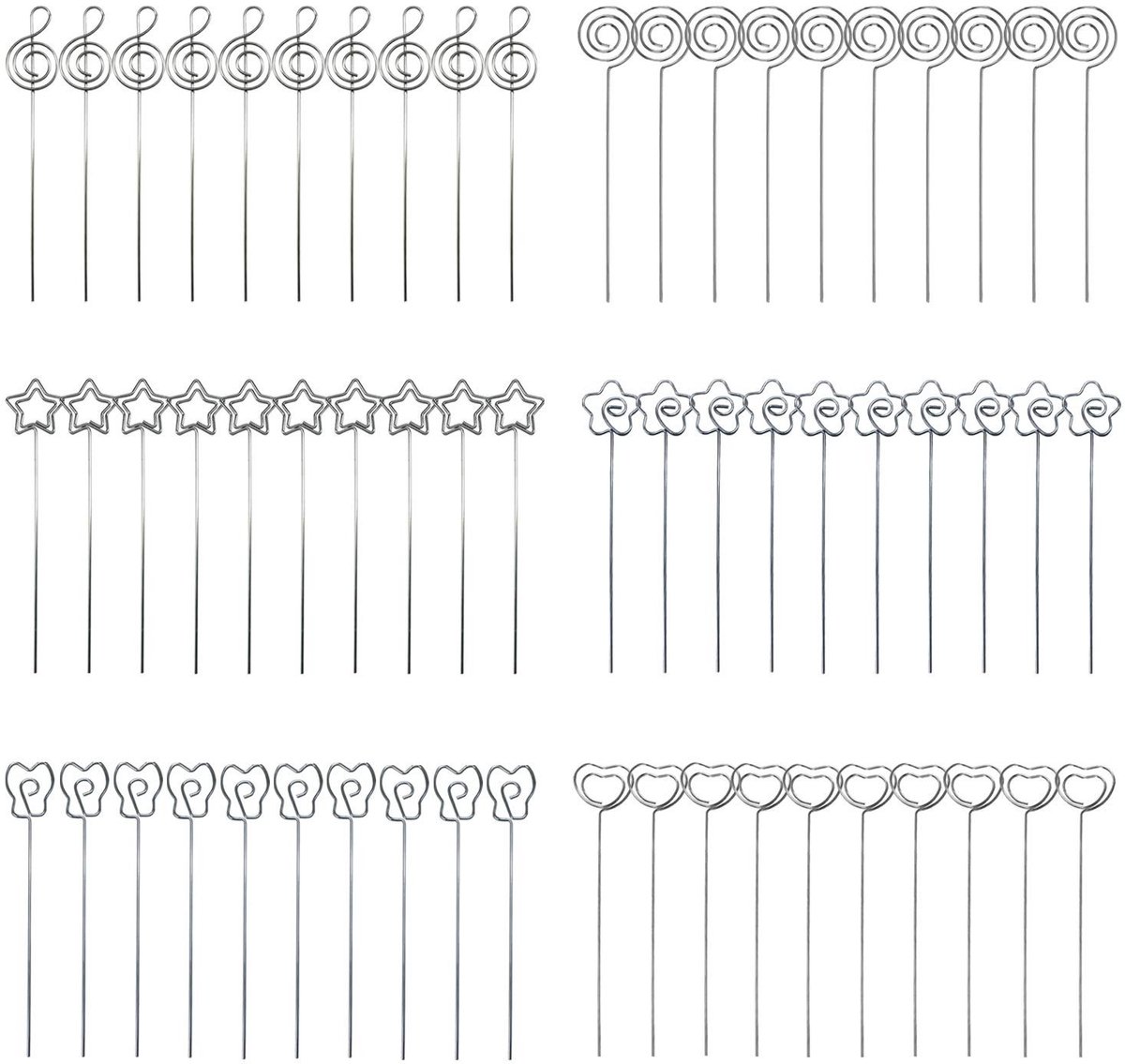 Dailygoods - Fotohouder Memoclip 60 Stuks - Metaal Draden - Bruiloft en Feest Decoratie - Unieke Cake Decoratie - Zilver - Voor foto's en notities