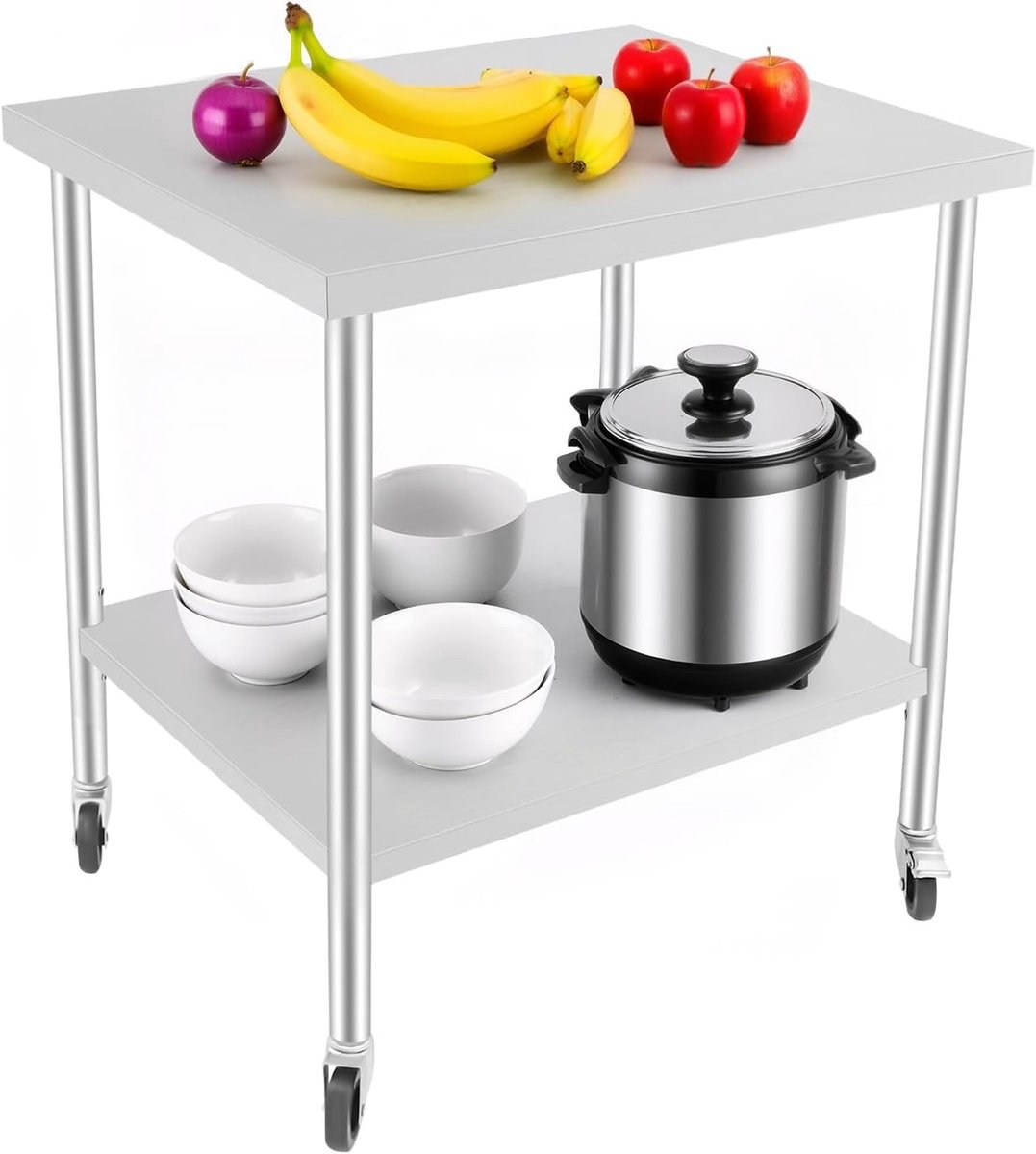 Professioneel Werkplatform 76 x 60 x 85 cm van RVS voor Keuken, Bar en Restaurant, Ideaal voor Voedselbereiding en Catering