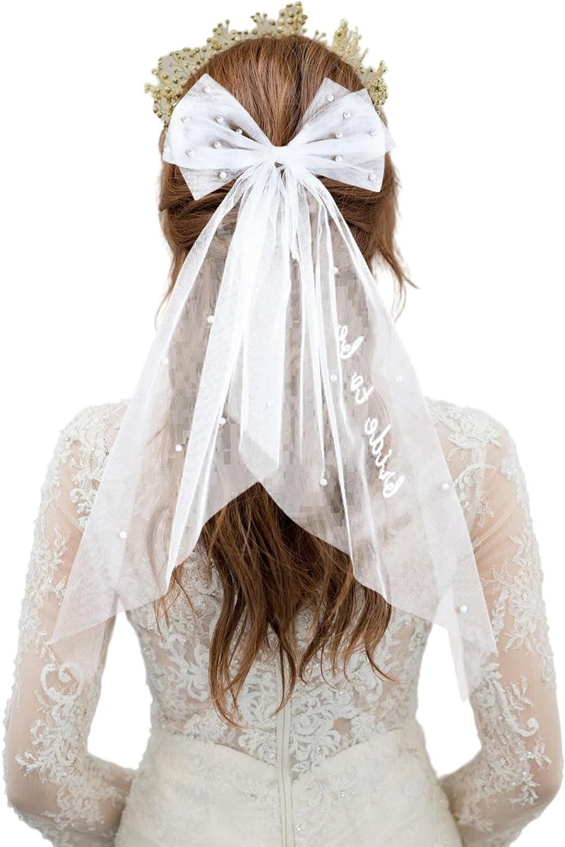 Elegante Tulle Sluiers voor Bruiden, Twee-laags Parels Luier, Perfect als Trouwring en Bachelorette Party Accessoire