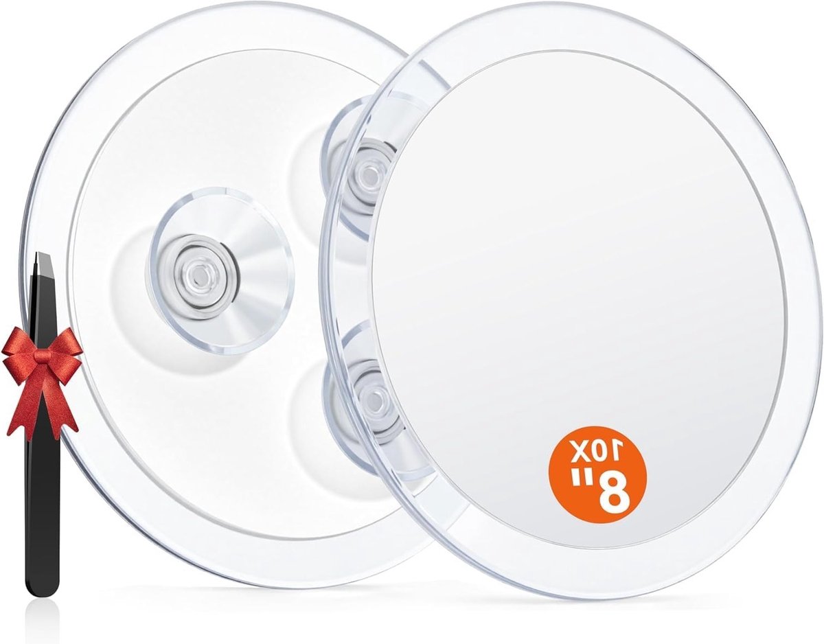 Vergrotende Spiegel met 10 Verstelbare Hoeken en 3 Zuignappen, 20 cm Make-up Spiegel voor Nauwkeurige Make-up, Wenkbrauwverzorging en Ontharing