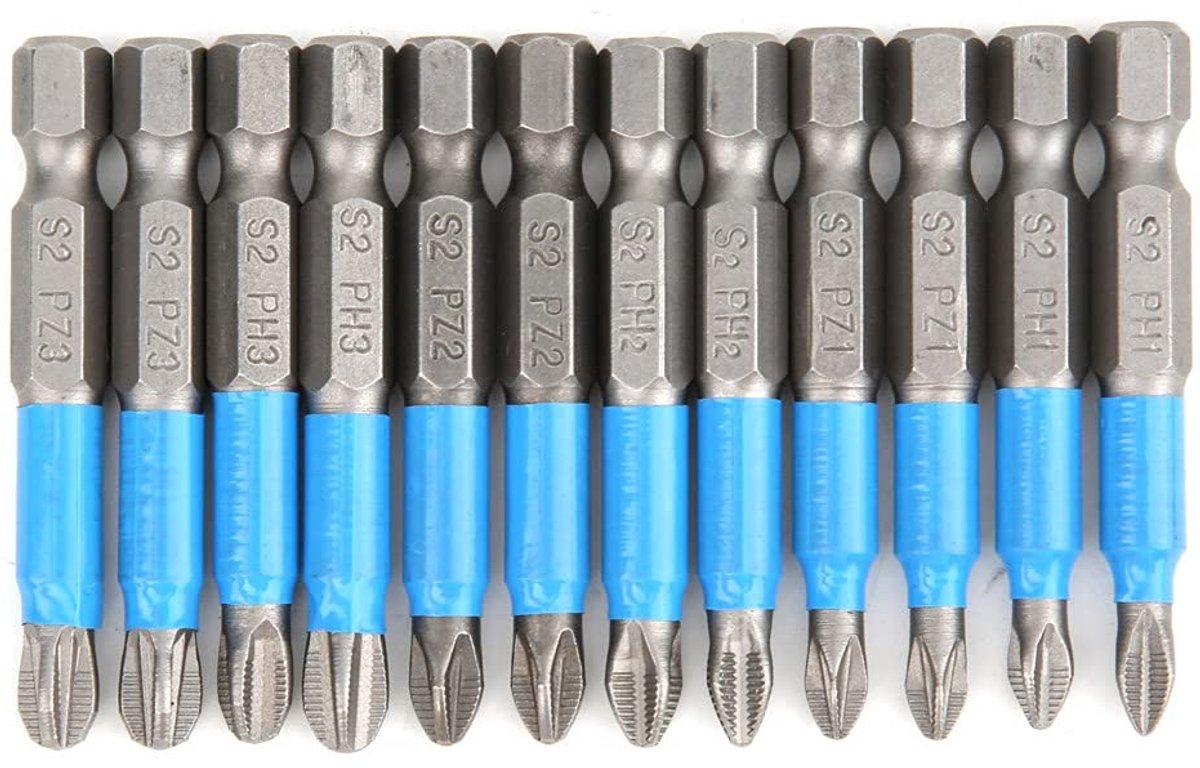 Dailygoods - Set van 12 Magnetische Schroevendraaier Bits in Diverse Maten