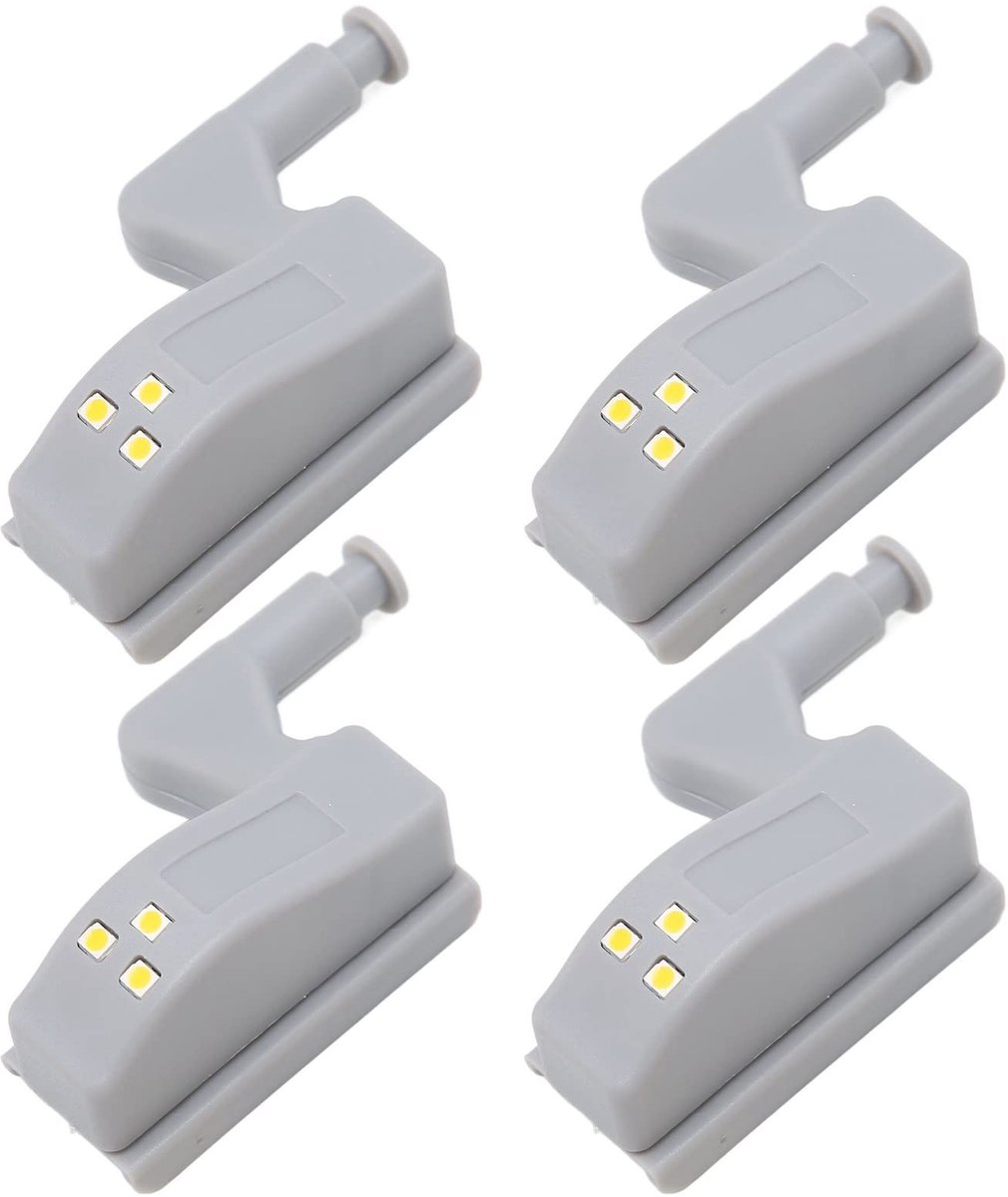 Dailygoods - Scharnier LED-licht - Kastdeurverlichting - Helderheid met 3 LED-lampkralen - Warm licht + batterij - Geschikt voor Garderobekast