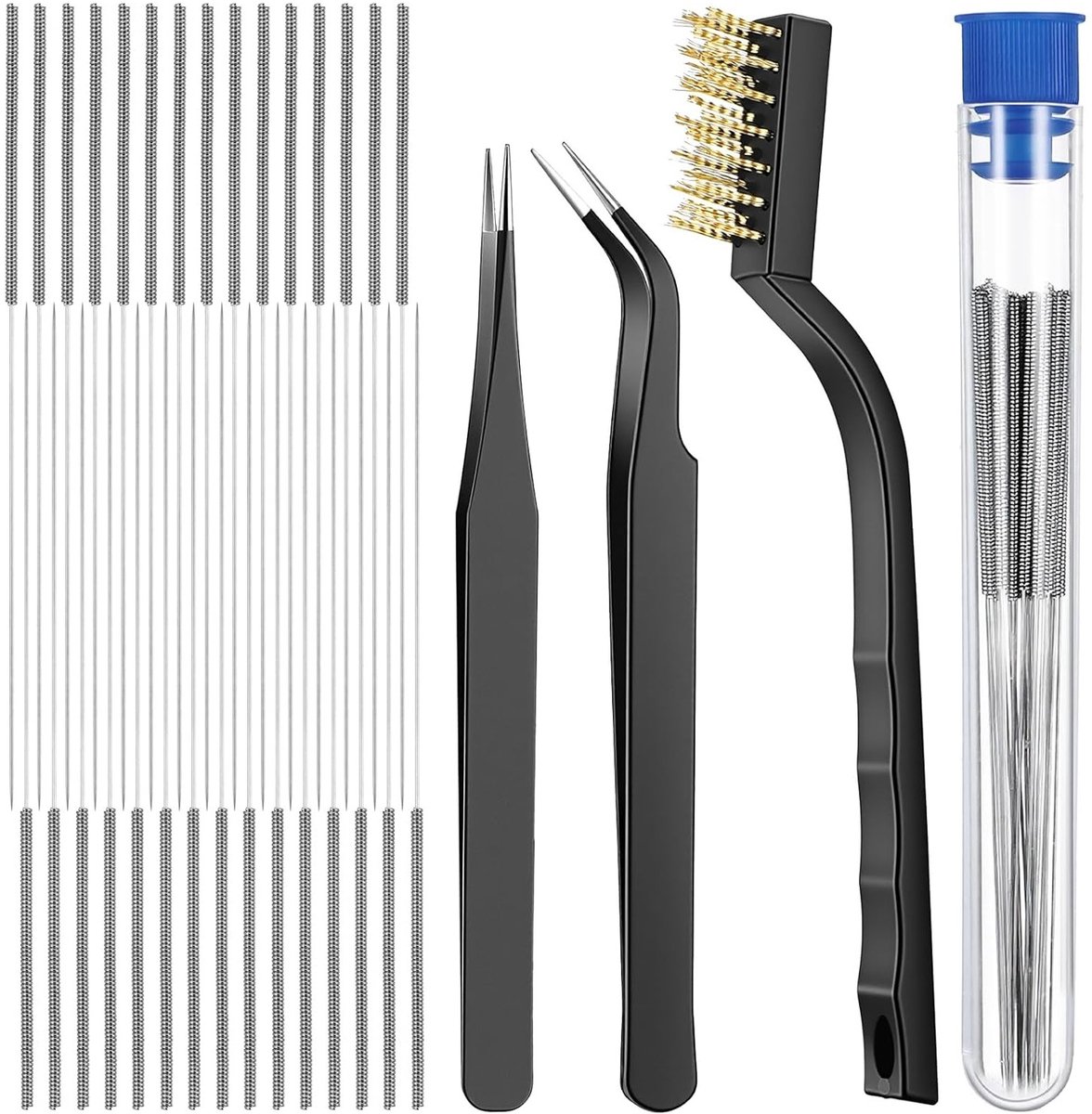 33-delige 3D Printer Nozzle Reinigingsset met RVS Naalden en Plastic Opbergtube, Inclusief Messing Draadborstel voor Effectieve Onderhoud van 3D Printers