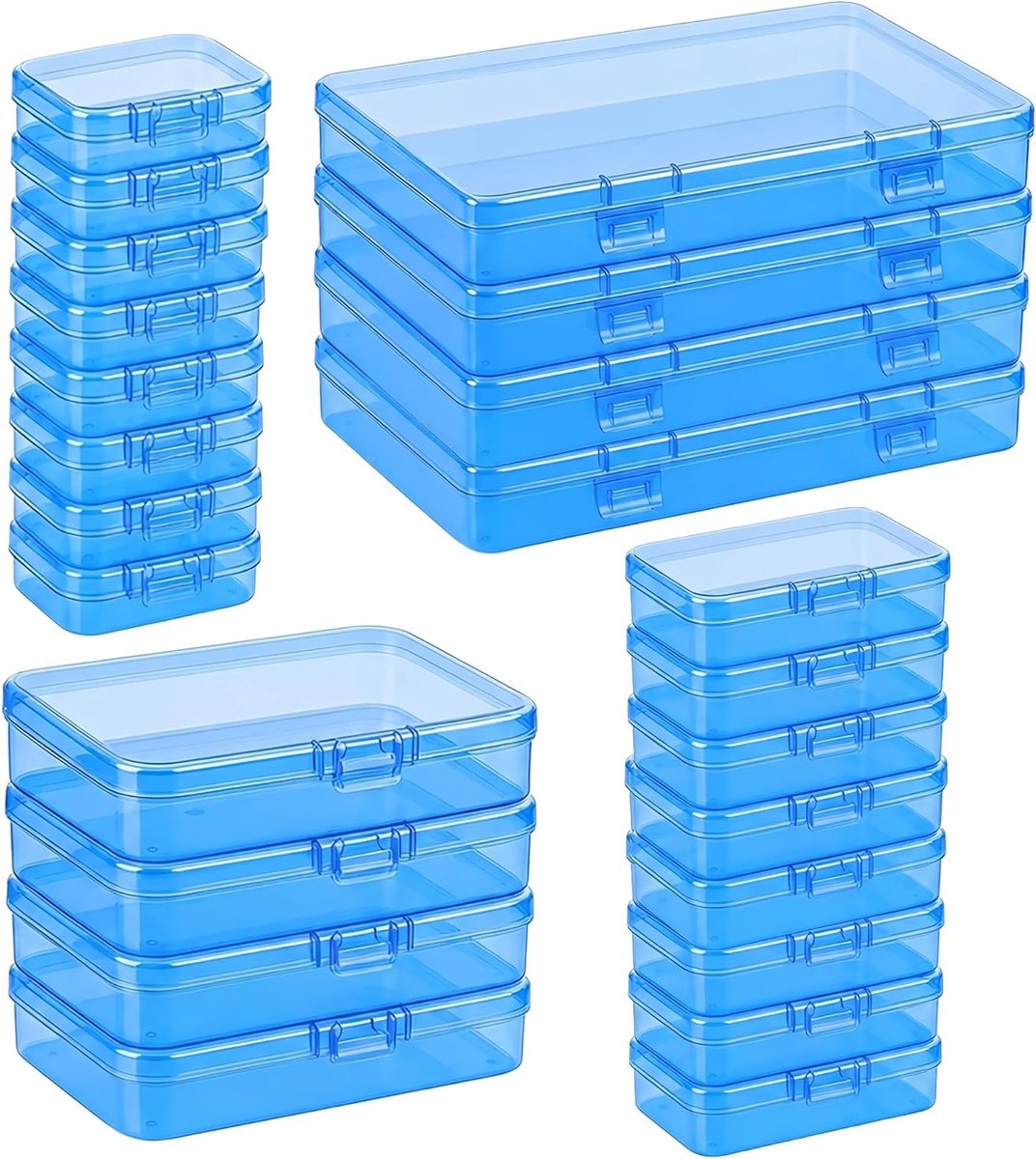 Organizer Dozen, 24 Stuks Plastic Opbergdozen met Scharnierdeksel en Etiketten, Ideaal voor Sieraden, Knutselspullen en Kralen
