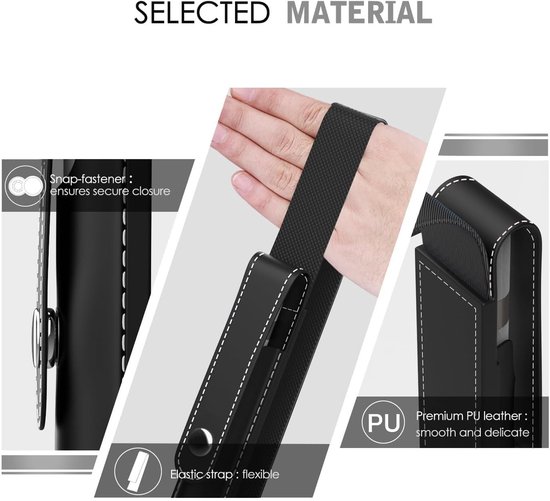 Dailygoody - Pencil Holder - Apple Pencil accessoire - PU Leather sleeve - Zwart - Geschikt voor iPad - Perfect voor onderweg — afbeelding 5