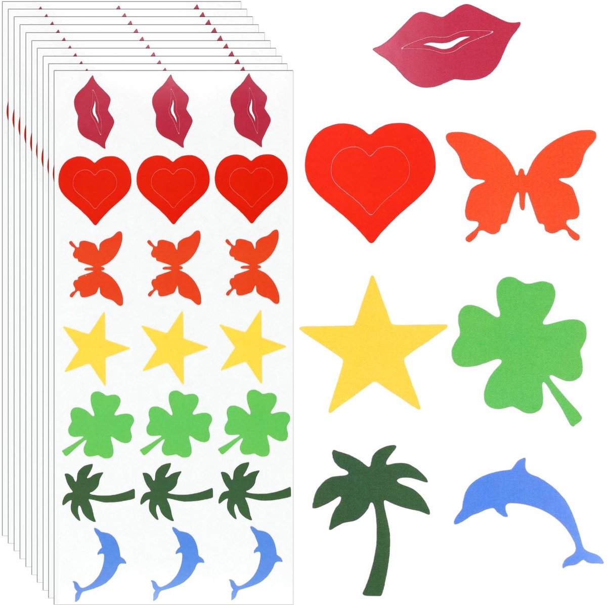 Dailygoody - Zonnebankstickers - Bruiningsstickers - 210 Stuks - Veelkleurig - Zelfklevende Stickers - Voor Lichaam - Voor Volwassenen