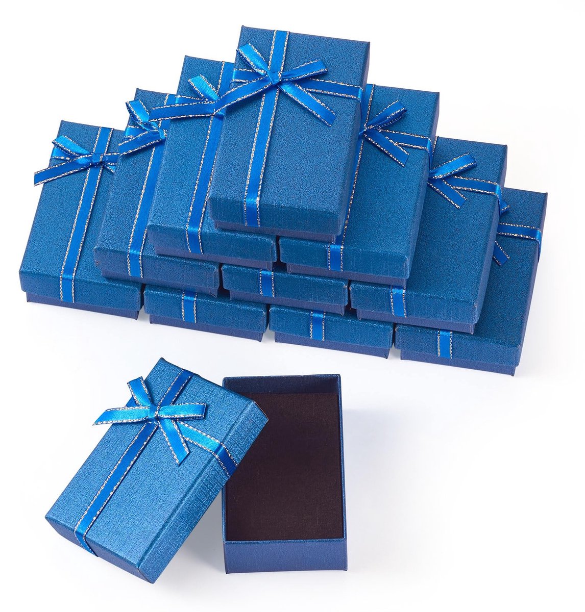 Dailygoody - Sieraden Dozen - Kraft Papier Geschenkdozen - Blauw - Cadeau Inpakken - 12 Stuks - Perfect voor Moederdag - 8,3 x 5,35 x 2,7 cm