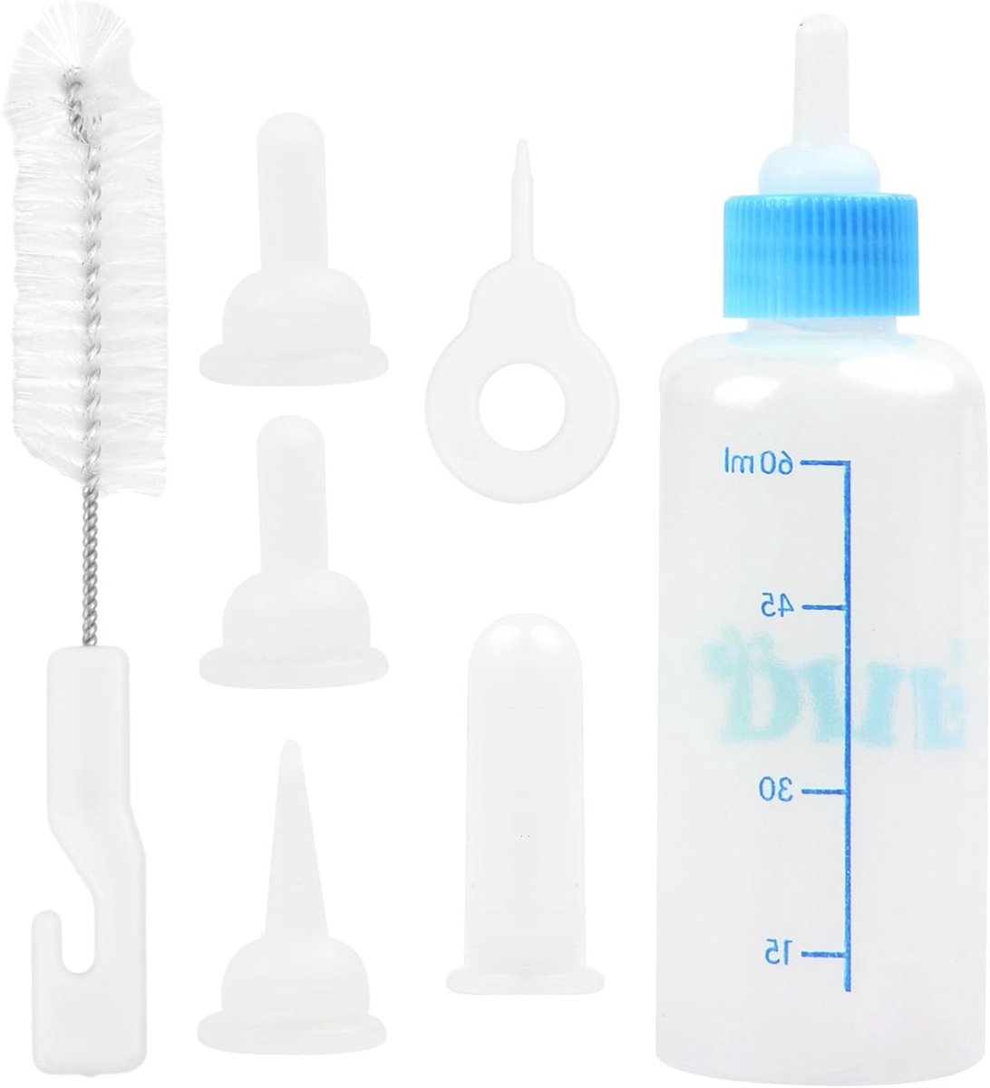 Puppy en Kat Voeding Fles Set van 60ml en 150ml - Siliconen Flesjes voor Dieren, Ideaal voor Puppy en Kitten Voeding met Vervangbare Mini Flesjes