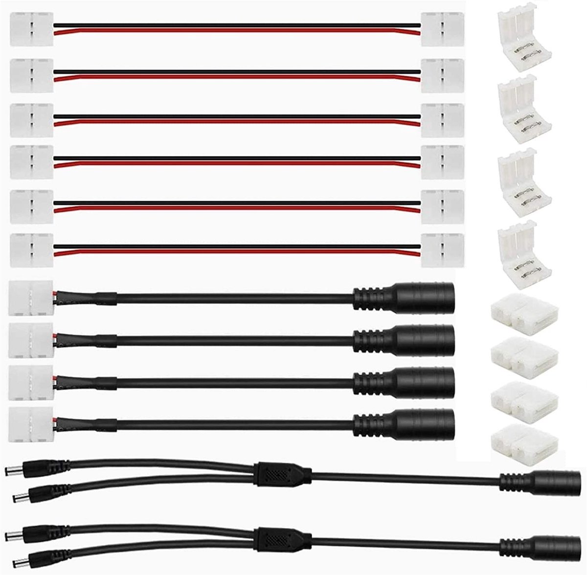 Dailygoody - 2-polige ledstrip-connectoren - LED verlichting - 20 stuks - 8 mm - Geschikt voor monochrome ledstrips - Verbindingskabel