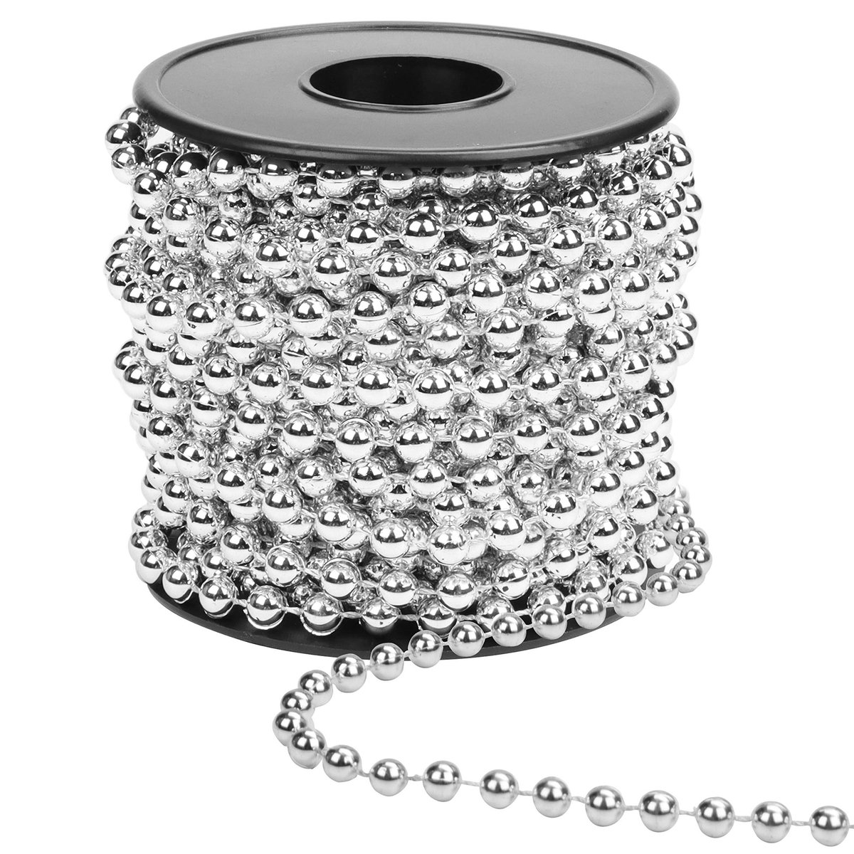 Dailygoody - Kerst Bead Garland - Decoratieve Slinger - 10 meter - Zilver - DIY Kunst & Ambacht - Tafeldecoraties en Kerstboomdecoraties