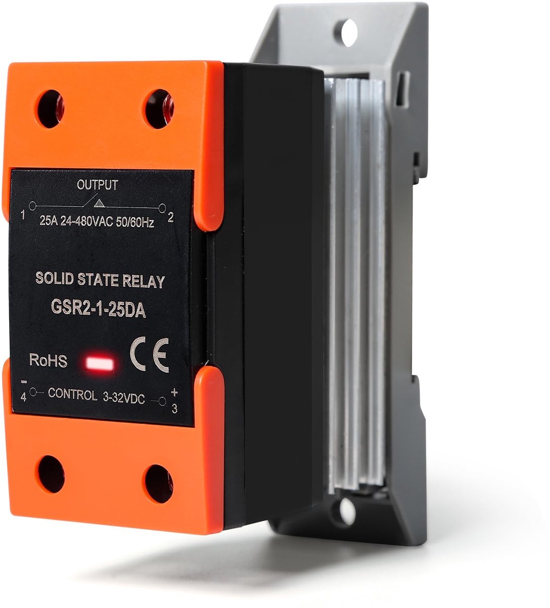 Dailygoods - Dailygoody - Solid State Relay - Semiconductor Relay - Voor industriële automatisering - DC naar AC - 10 Amp - Met koellichaam - Geschikt voor rail