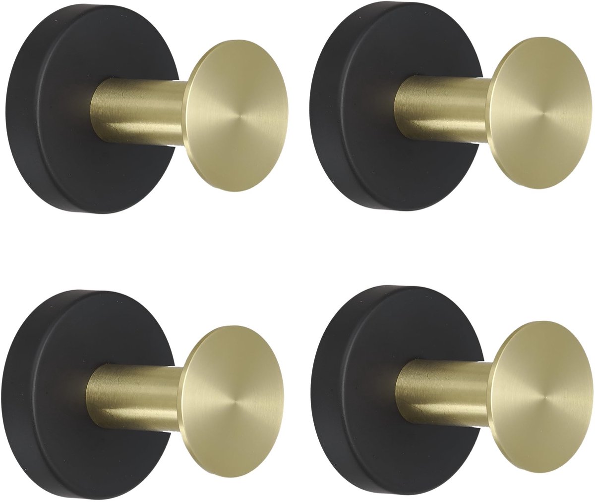 Dailygoods - Handdoekhaken Set van 4 Roestvrij Staal Zwart en Goud