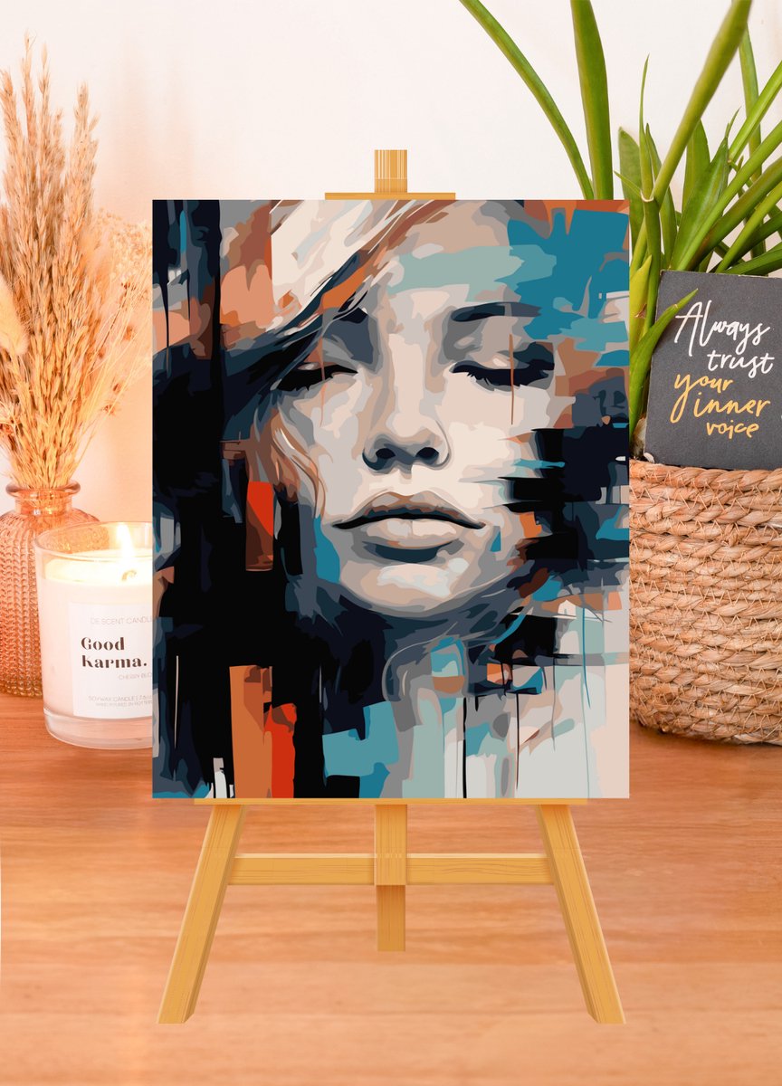 MET FRAME - Paint by numbers – schilderen op nummer – DIY decoratie – Modern portret – Held in Shadow — afbeelding 2
