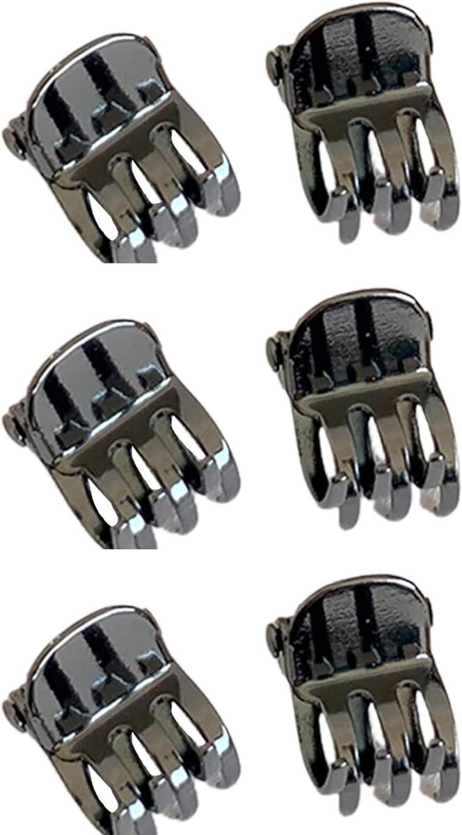 Mini Haarclips - Kleine Speldjes - Dagelijkse Styling - Set van 6 - 2.5 cm - Grijs