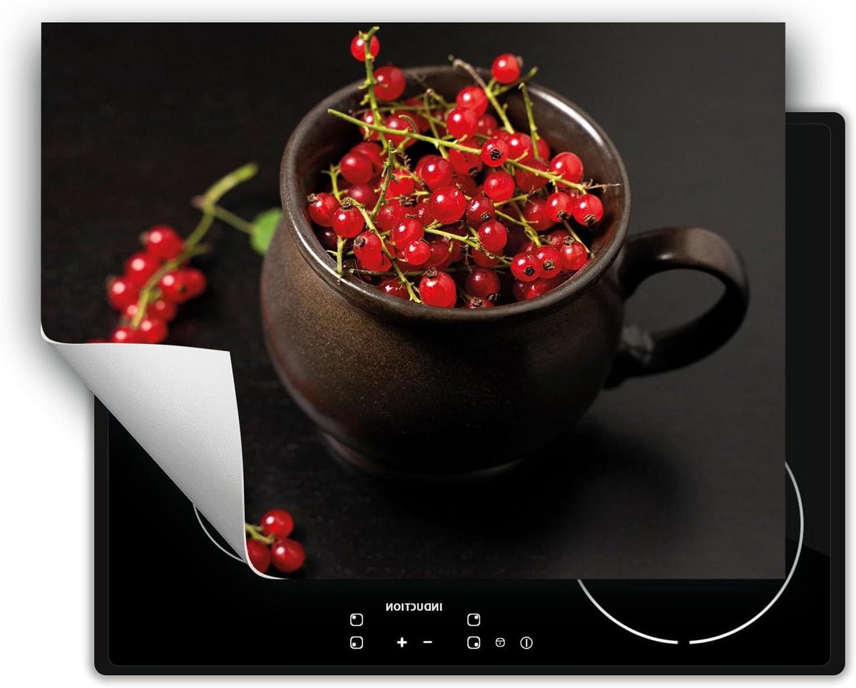 Afdekplaat inductiekookplaat - Inductie beschermer mat - Keukenwerkblad beschermen - Antislip vinyl materiaal - 70x52 cm - Fruit Zwart