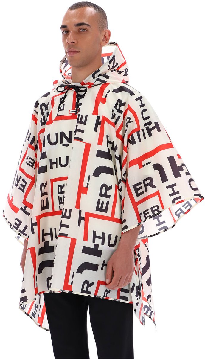 Hunter Unisex Printed Packable Poncho Hunter AOP ONE Wit