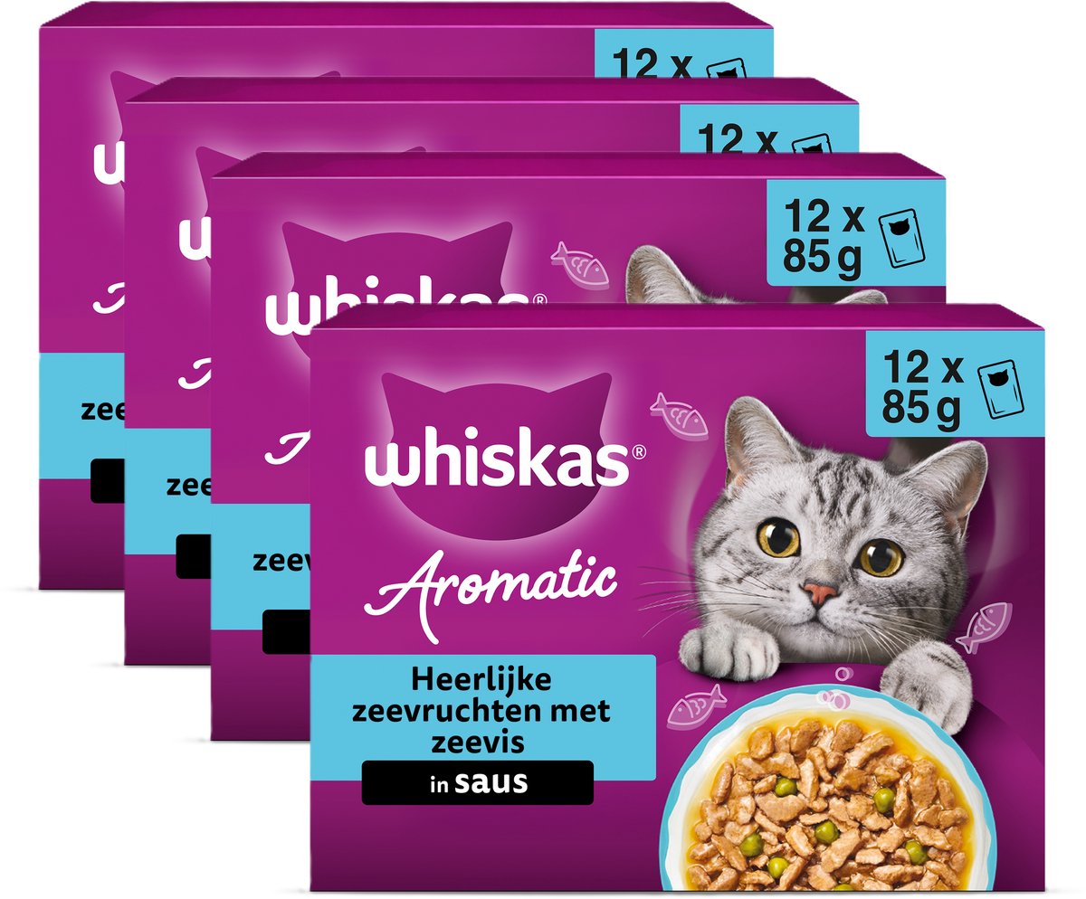 Whiskas Whiskas Kattenvoer - Adult 1+ - Aromatics Zalige Zeevruchten in Saus - 48x85g