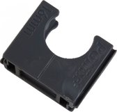 Donkergrijze Pipelife Polfix+ drukzadel met "16mm" tekst.