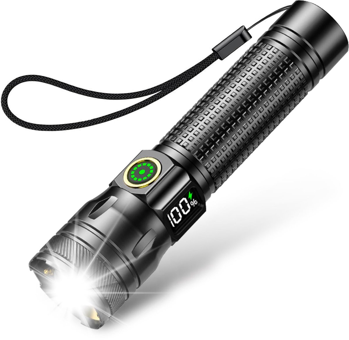 carmdering - Zaklamp LED - oplaadbare zaklamp 2000 lumen - 3 lichtmodi en zoomfunctie - IP65 waterdicht - voor camping, noodsituaties en outdoor