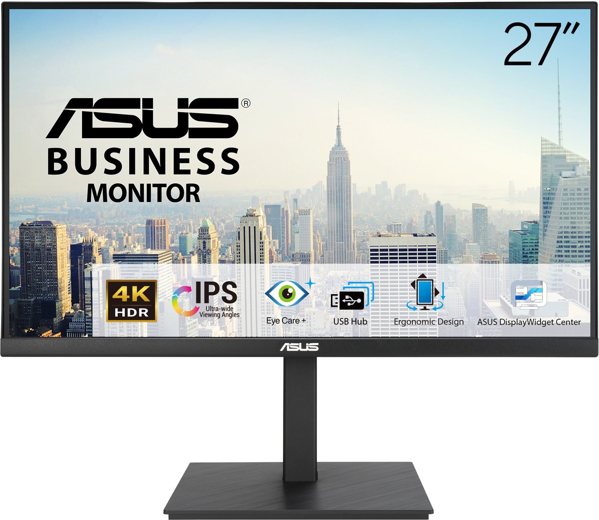 Asus Business VA27UQSB LED-monitor Energielabel F (A - G) 68.6 cm (27 inch) 3840 x 2160 Pixel 16:9 5 ms HDMI, Hoofdtelefoonaansluiting, USB-A 3.2 Gen 1, DisplayPort IPS LED