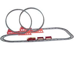 Fééric Lights and Christmas - Kerst treinset looping met animatie & geluid - 49-delig - rood & goud