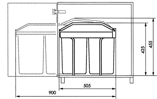 Hailo Multi-Box Duo L Prullenbak - 2 x 14 l - Inbouw