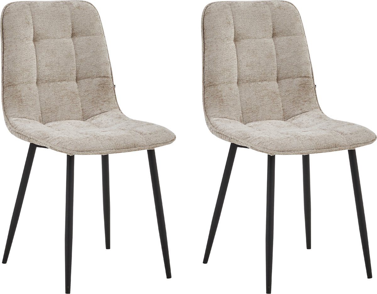 Colenis Ela Eetkamerstoel - Set Van 2 - Taupe - Chenille - Design