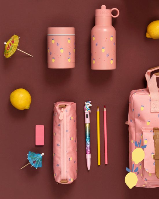 Trousse Fresk - 22 x 6 x 7 cm - Trousse imperméable - Étuis École - Pot à crayons pour Enfants - Fournitures scolaires - Rose clair - Fruits Summer