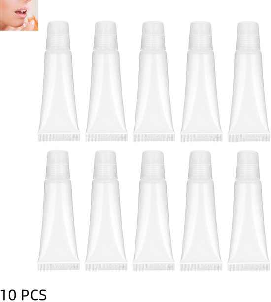 10 stuks - Lege lipglosstubes - Lipgloss-navulbuisje - Navulbare reisverpakkingen - geschikt voor het overgieten van lipgloss, lotions, etherische oliën en soortgelijke producten - 8.5×2.9cm - Transparant