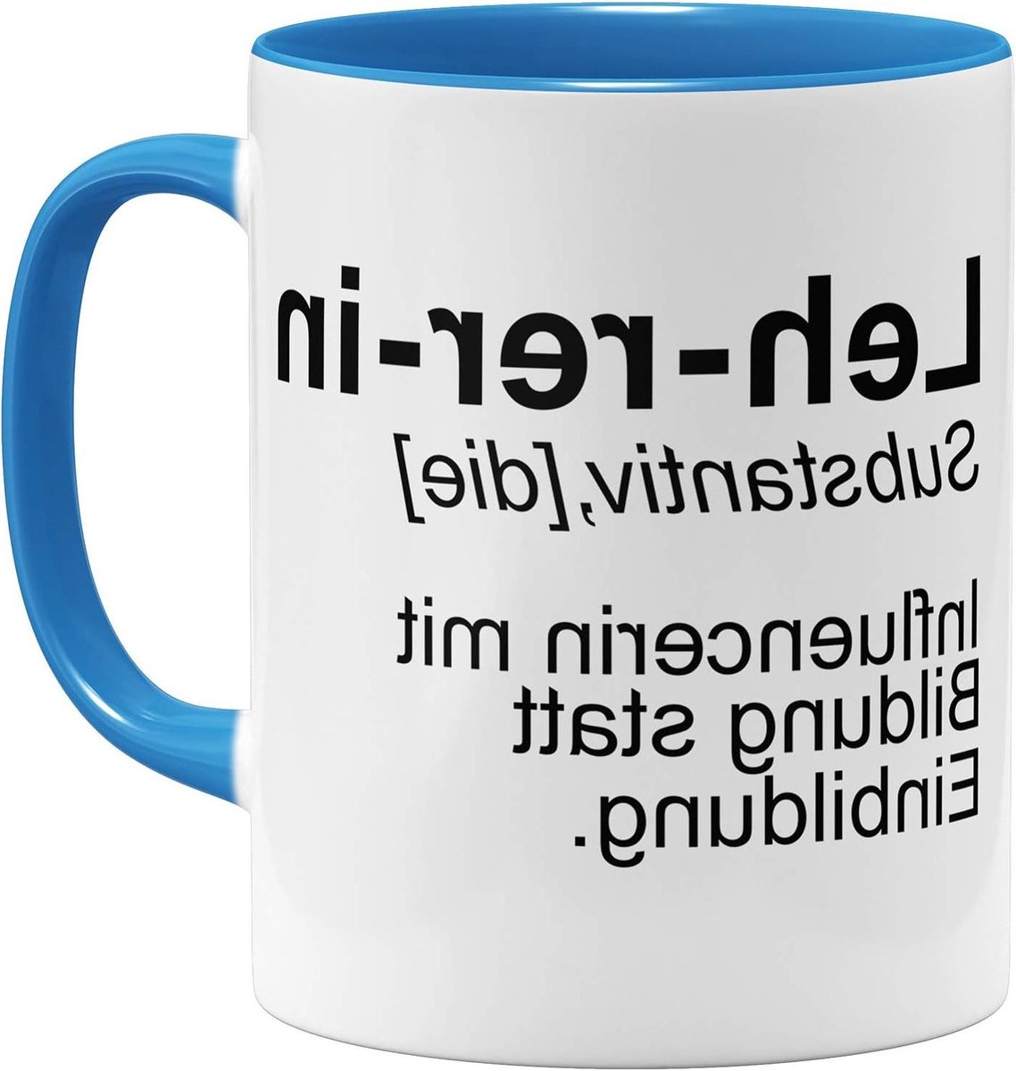 Grappige mok - Keramische beker - Koffie en thee - Aan beide zijden bedrukt - 325ml - Lichtblauw