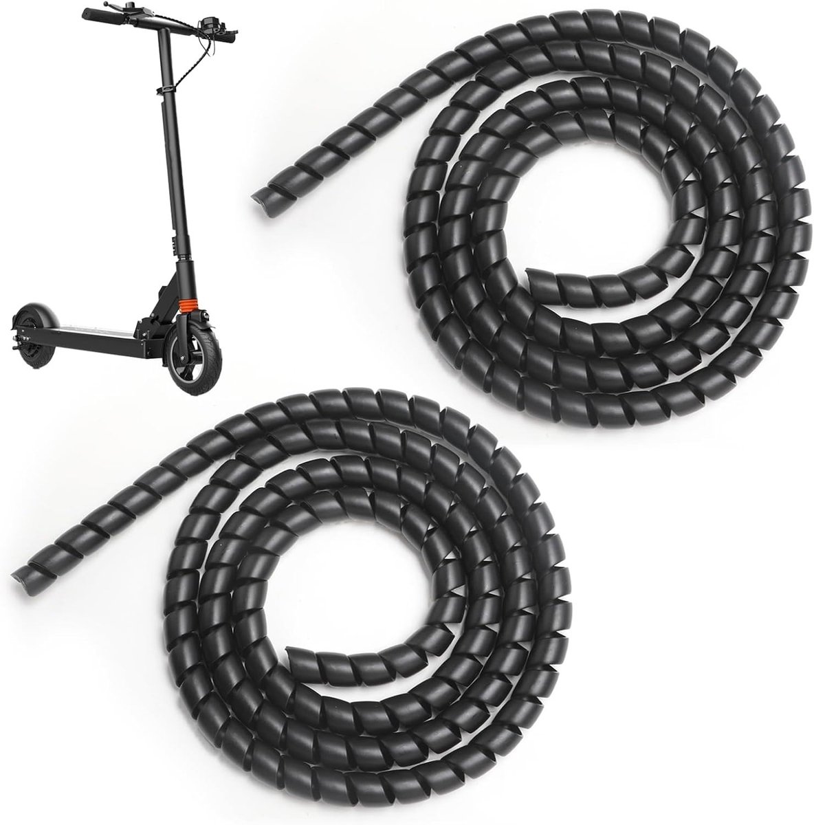 Flexibele Zwarte Spiral Kabelslang voor E-Scooter Bescherming, 120cm - Silicone Kabelbescherming voor Xiaomi M365, Pro en Ninebot Accessoires