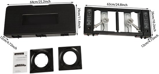 TamTrade Campingkooktoestel - 2-Pits kampeerfornuis - Kooktoestel - Piëzo-elektrische ontsteking - Dubbele brandstofcompatibiliteit — afbeelding 3
