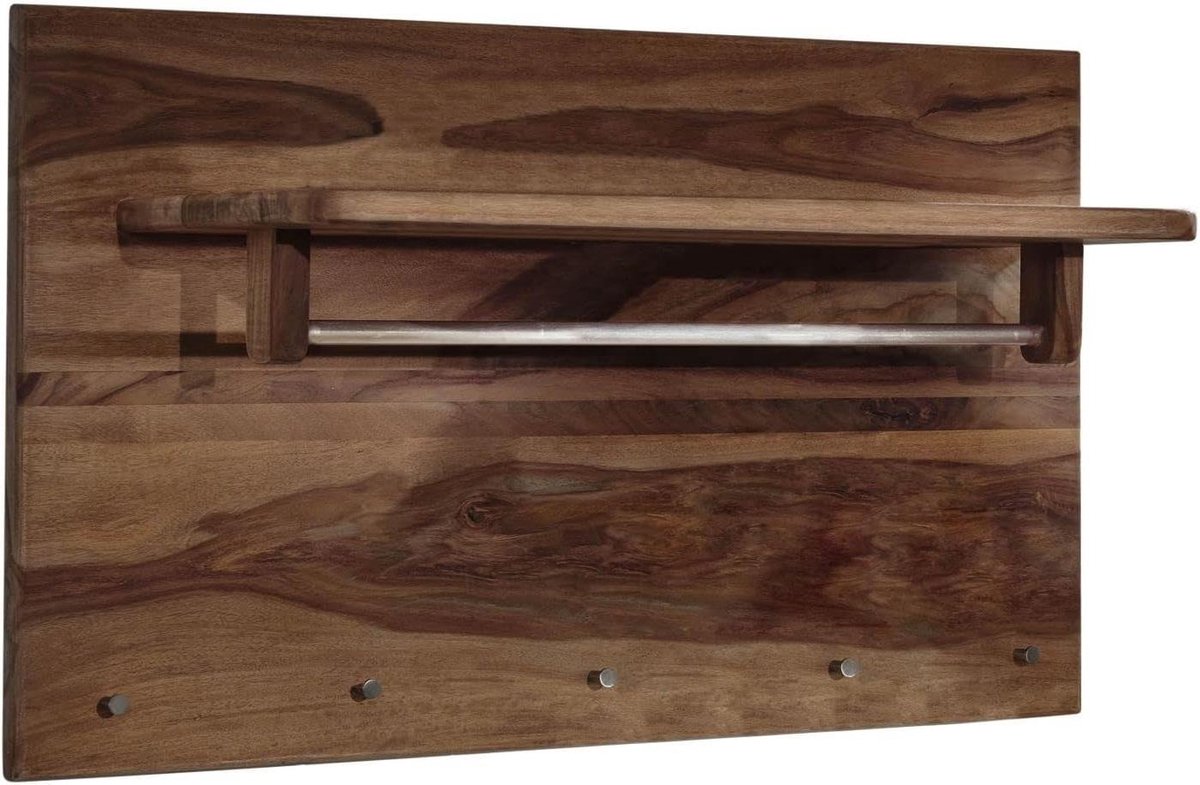 Wandgarderobe Hout - Kapstok Muur - Jassen Ophangen - Massief Sheesham Hout - 100 x 60 cm