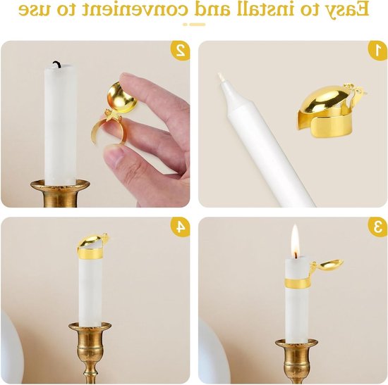 6 Stuks Automatische Kaarsblussers, Metalen Kaarsdover, Kaarsenstopper en Verlengtool voor Lange Kaarsen met Diameter 20-22mm — afbeelding 3