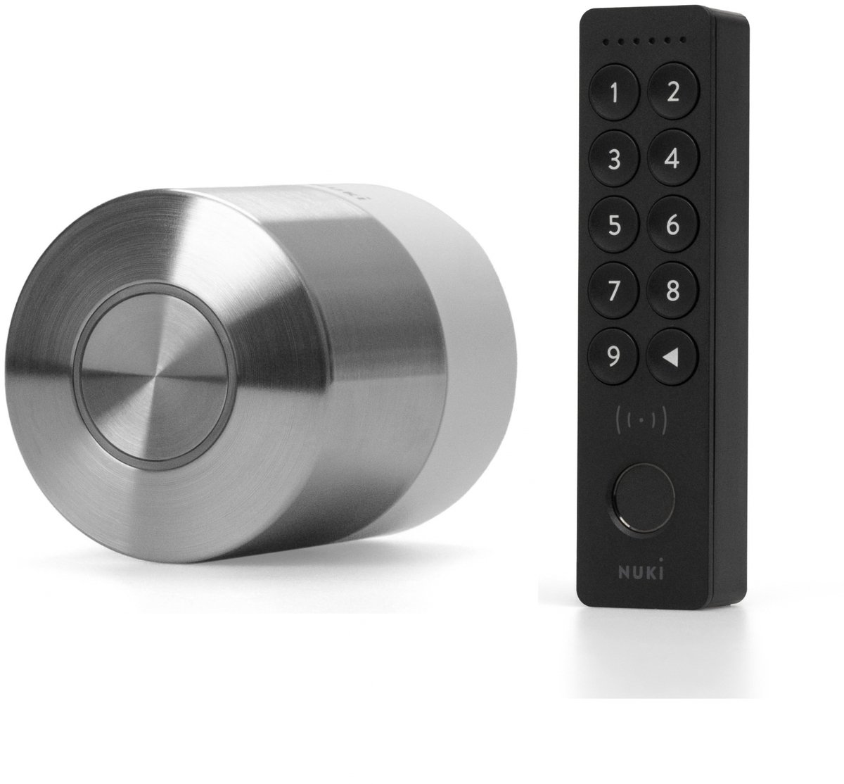 Nuki Smart Lock Pro – Incl. Keypad 2 NFC - Slim Deurslot met Wifi – Lock ‘n’ Go, Nachtmodes & Auto Unlock - Voor Apple Home, Google & Alexa - RVS - Zwart & Wit