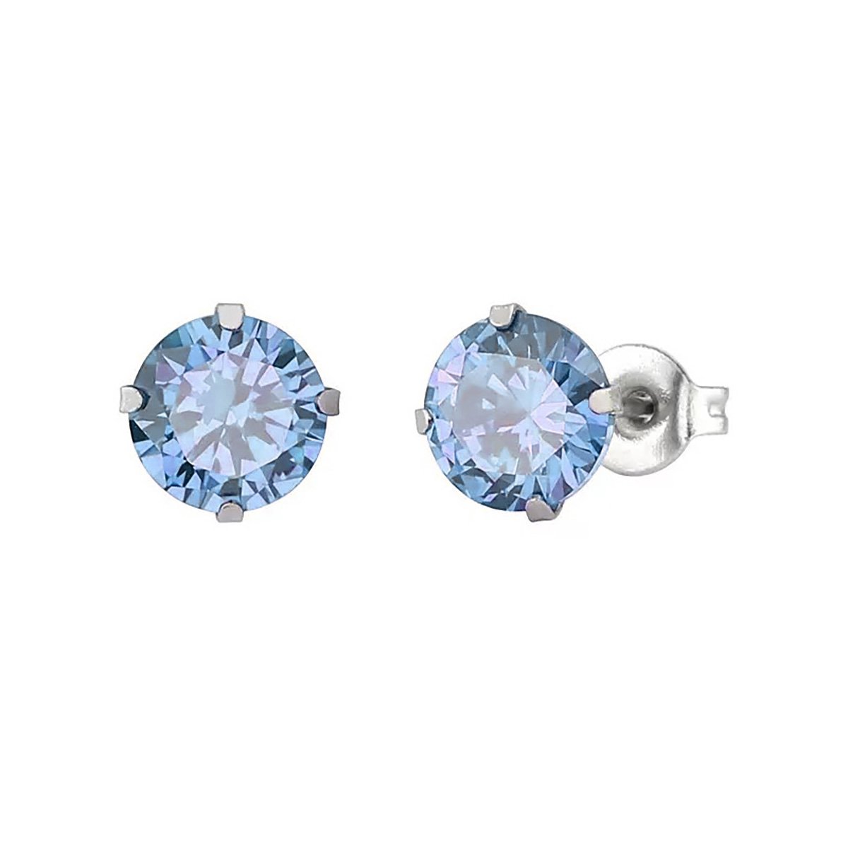 WeLoveSilver - zilverkleurige oorstekers - blauw kristal - 5 mm