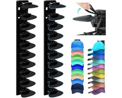 GELLDG 2 Stuks Haak - Baseballkappen Houder - Wandmontage Cap Organizer - Geschikt voor Tot 40 Petten in Slaapkamer Kast of Achter de Deur - Duurzaam Kunststof Materiaal - Afmetingen 35x6cm per Stuk